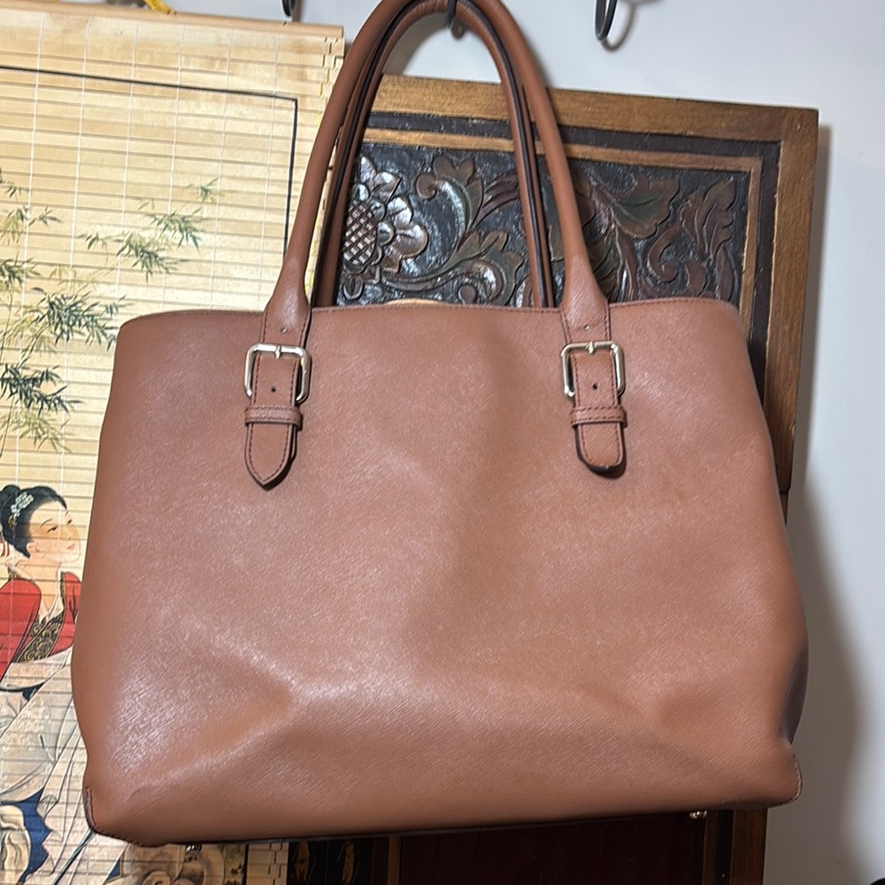 Kate Spade Tote Tan Dune Safiano Leather Ariel Structured Design and Dust Bag - Picture 5 of 17